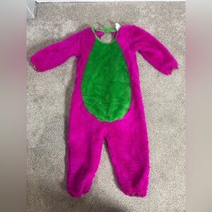 Vintage Kids Toddler 2-4 1990s Barney Costume Faux Fur Jumpsuit Only